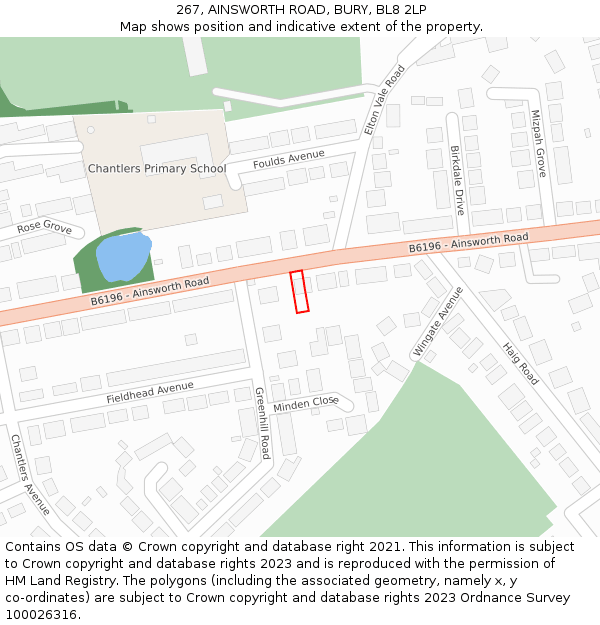 267, AINSWORTH ROAD, BURY, BL8 2LP: Location map and indicative extent of plot