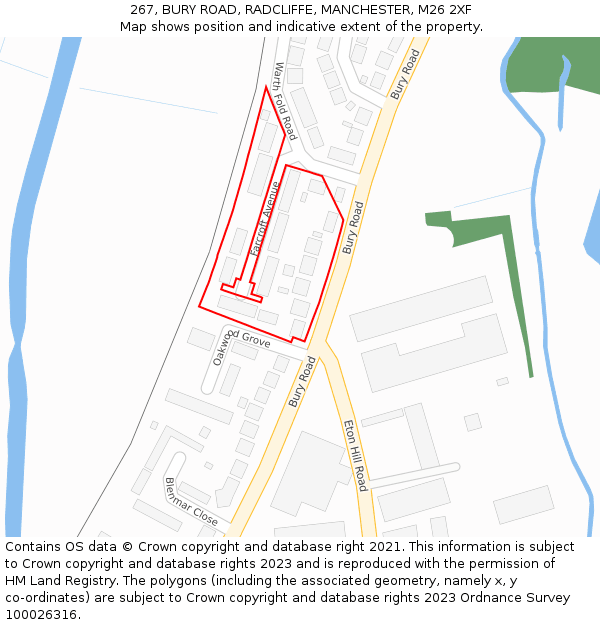 267, BURY ROAD, RADCLIFFE, MANCHESTER, M26 2XF: Location map and indicative extent of plot