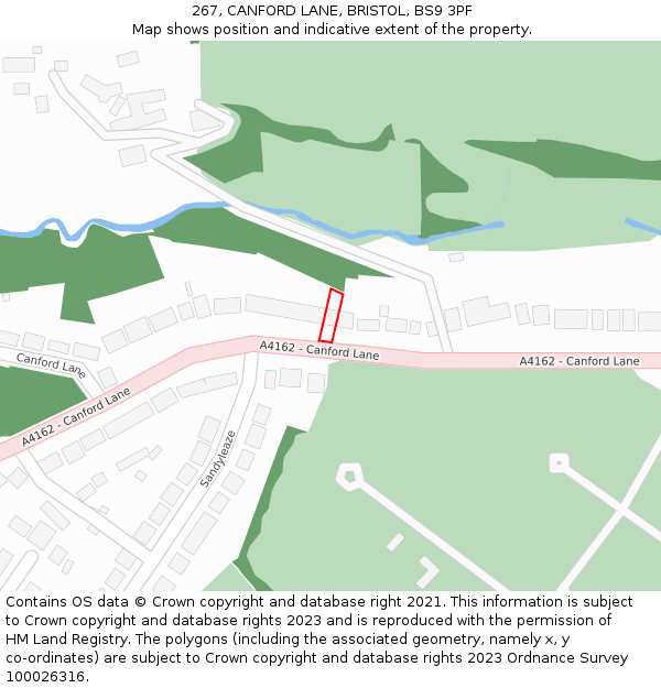 267, CANFORD LANE, BRISTOL, BS9 3PF: Location map and indicative extent of plot