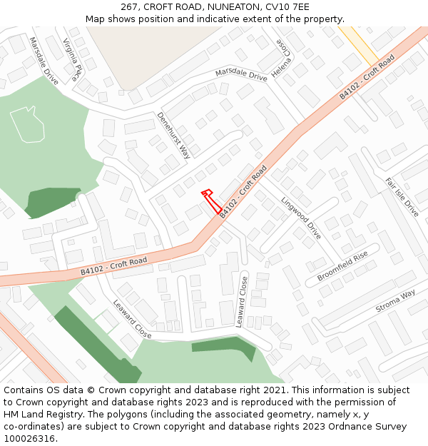 267, CROFT ROAD, NUNEATON, CV10 7EE: Location map and indicative extent of plot