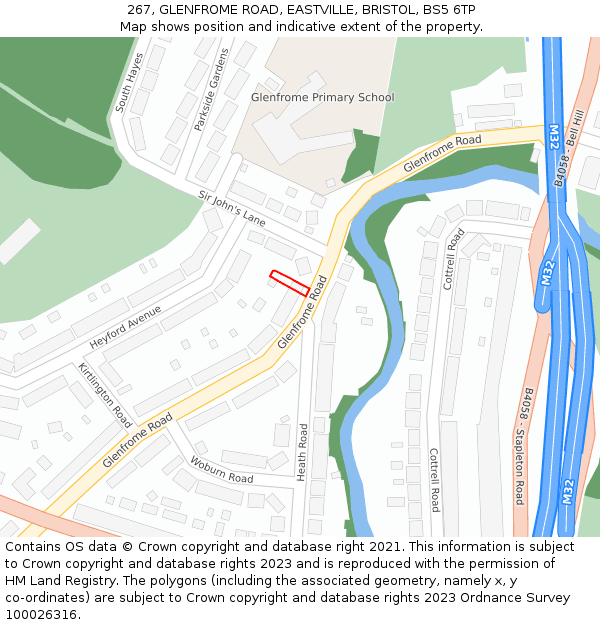 267, GLENFROME ROAD, EASTVILLE, BRISTOL, BS5 6TP: Location map and indicative extent of plot