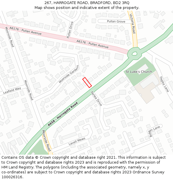 267, HARROGATE ROAD, BRADFORD, BD2 3RQ: Location map and indicative extent of plot