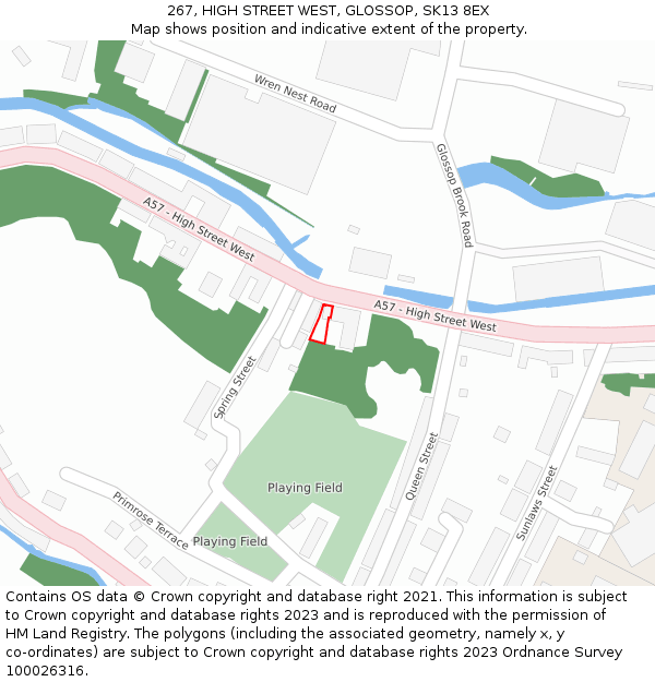 267, HIGH STREET WEST, GLOSSOP, SK13 8EX: Location map and indicative extent of plot