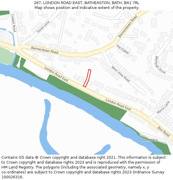 267, LONDON ROAD EAST, BATHEASTON, BATH, BA1 7RL: Location map and indicative extent of plot