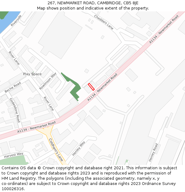 267, NEWMARKET ROAD, CAMBRIDGE, CB5 8JE: Location map and indicative extent of plot