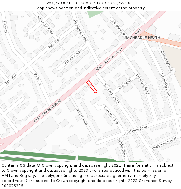 267, STOCKPORT ROAD, STOCKPORT, SK3 0PL: Location map and indicative extent of plot