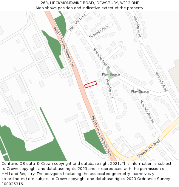 268, HECKMONDWIKE ROAD, DEWSBURY, WF13 3NF: Location map and indicative extent of plot