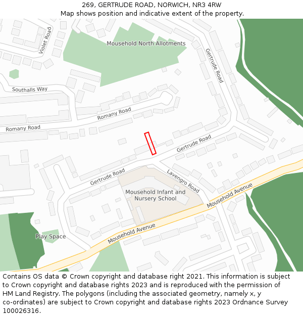 269, GERTRUDE ROAD, NORWICH, NR3 4RW: Location map and indicative extent of plot