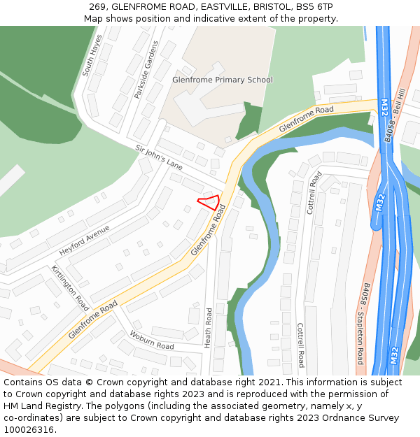 269, GLENFROME ROAD, EASTVILLE, BRISTOL, BS5 6TP: Location map and indicative extent of plot