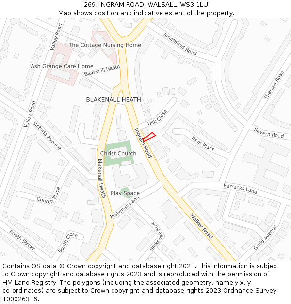 269, INGRAM ROAD, WALSALL, WS3 1LU: Location map and indicative extent of plot