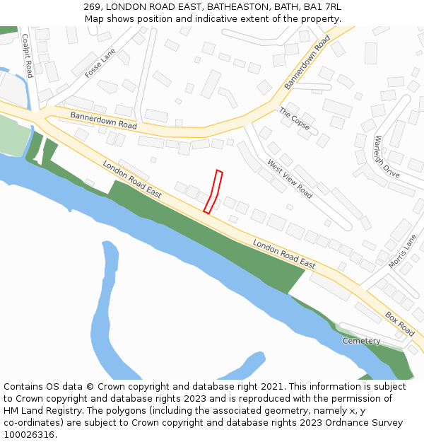 269, LONDON ROAD EAST, BATHEASTON, BATH, BA1 7RL: Location map and indicative extent of plot