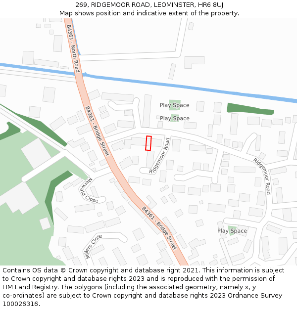 269, RIDGEMOOR ROAD, LEOMINSTER, HR6 8UJ: Location map and indicative extent of plot
