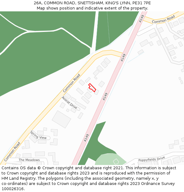 26A, COMMON ROAD, SNETTISHAM, KING'S LYNN, PE31 7PE: Location map and indicative extent of plot