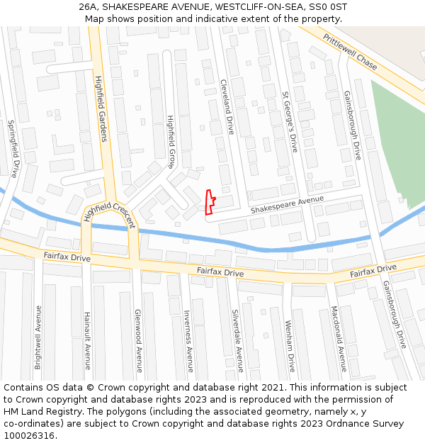26A, SHAKESPEARE AVENUE, WESTCLIFF-ON-SEA, SS0 0ST: Location map and indicative extent of plot