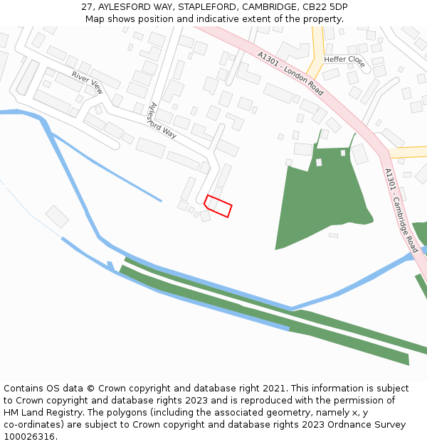 27, AYLESFORD WAY, STAPLEFORD, CAMBRIDGE, CB22 5DP: Location map and indicative extent of plot