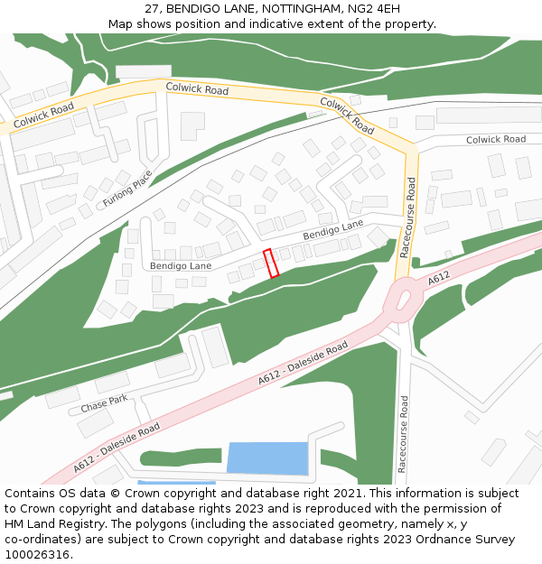 27, BENDIGO LANE, NOTTINGHAM, NG2 4EH: Location map and indicative extent of plot