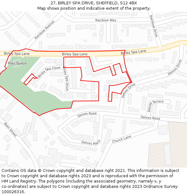 27, BIRLEY SPA DRIVE, SHEFFIELD, S12 4BX: Location map and indicative extent of plot
