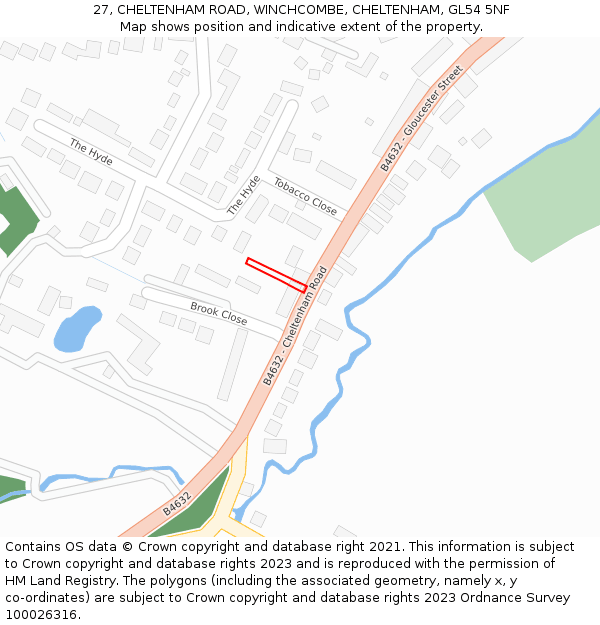27, CHELTENHAM ROAD, WINCHCOMBE, CHELTENHAM, GL54 5NF: Location map and indicative extent of plot
