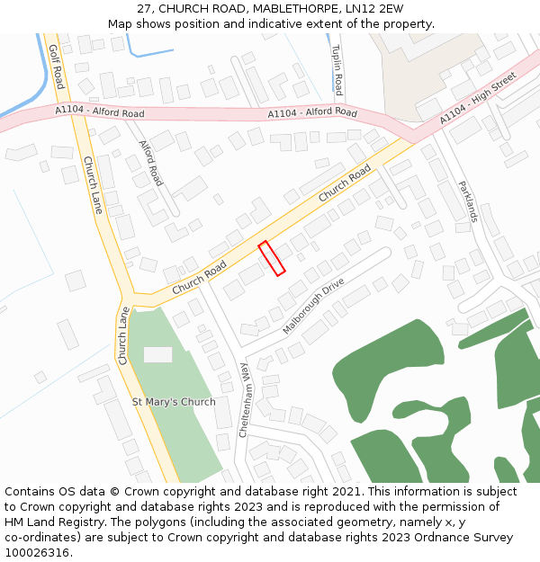 27, CHURCH ROAD, MABLETHORPE, LN12 2EW: Location map and indicative extent of plot