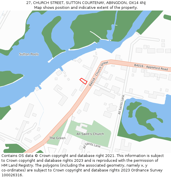 27, CHURCH STREET, SUTTON COURTENAY, ABINGDON, OX14 4NJ: Location map and indicative extent of plot