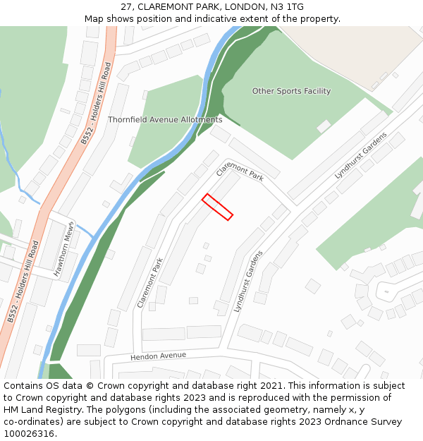 27, CLAREMONT PARK, LONDON, N3 1TG: Location map and indicative extent of plot