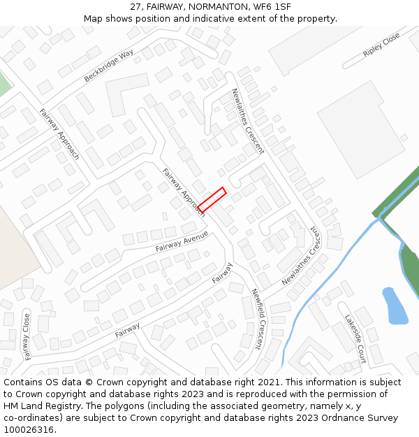 27, FAIRWAY, NORMANTON, WF6 1SF: Location map and indicative extent of plot