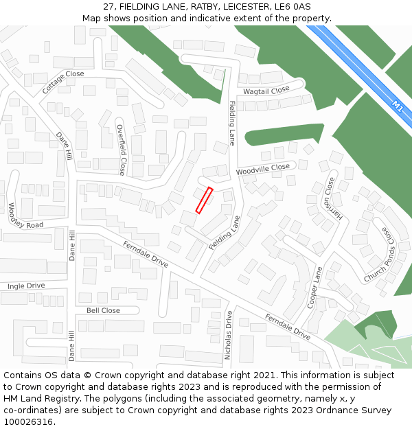 27, FIELDING LANE, RATBY, LEICESTER, LE6 0AS: Location map and indicative extent of plot