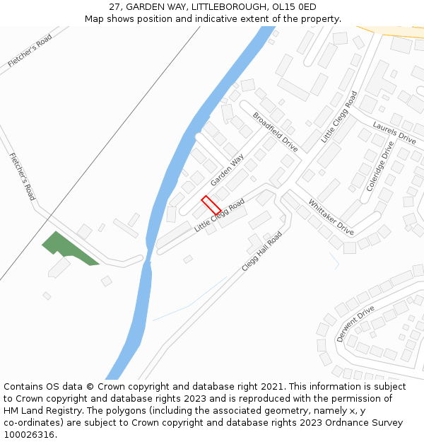 27, GARDEN WAY, LITTLEBOROUGH, OL15 0ED: Location map and indicative extent of plot
