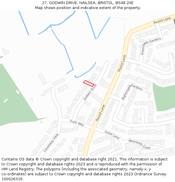 27, GODWIN DRIVE, NAILSEA, BRISTOL, BS48 2XE: Location map and indicative extent of plot
