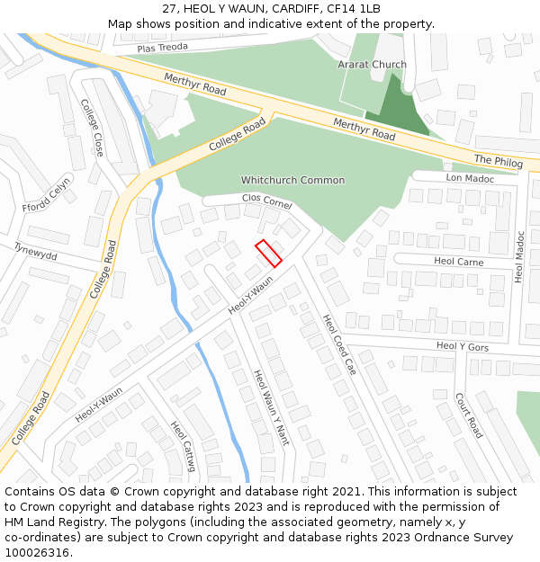27, HEOL Y WAUN, CARDIFF, CF14 1LB: Location map and indicative extent of plot