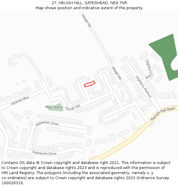27, HEUGH HILL, GATESHEAD, NE9 7NR: Location map and indicative extent of plot