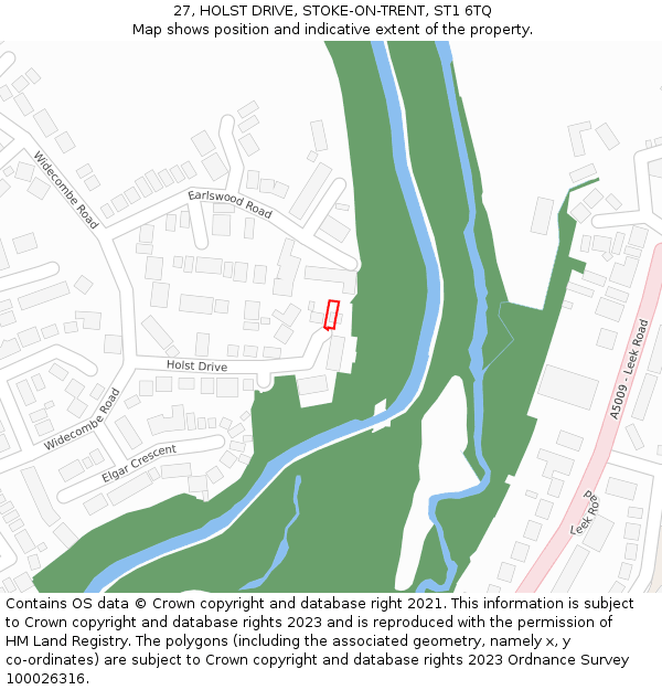 27, HOLST DRIVE, STOKE-ON-TRENT, ST1 6TQ: Location map and indicative extent of plot