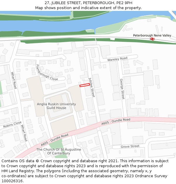 27, JUBILEE STREET, PETERBOROUGH, PE2 9PH: Location map and indicative extent of plot