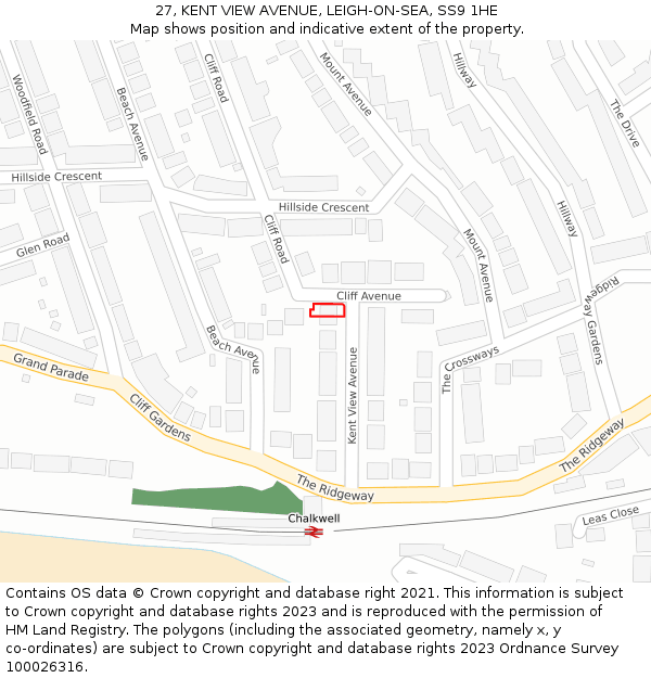 27, KENT VIEW AVENUE, LEIGH-ON-SEA, SS9 1HE: Location map and indicative extent of plot