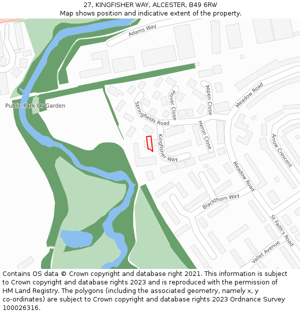 27, KINGFISHER WAY, ALCESTER, B49 6RW: Location map and indicative extent of plot