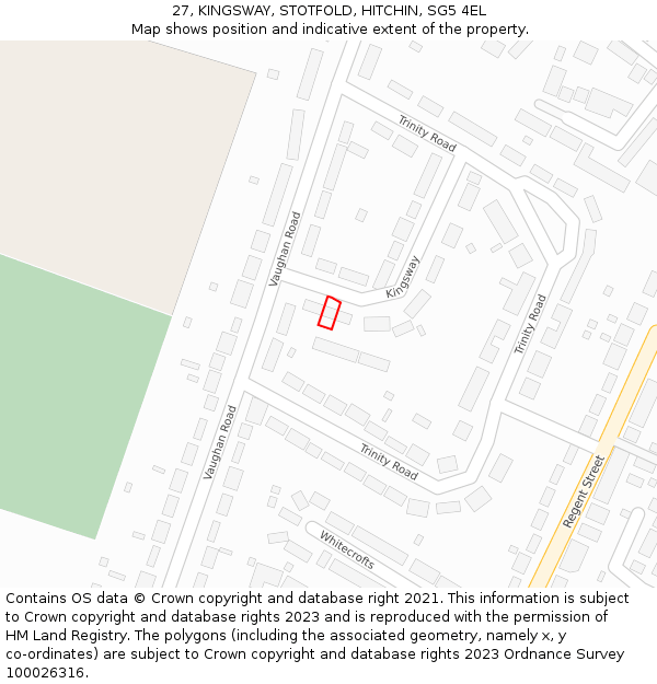 27, KINGSWAY, STOTFOLD, HITCHIN, SG5 4EL: Location map and indicative extent of plot