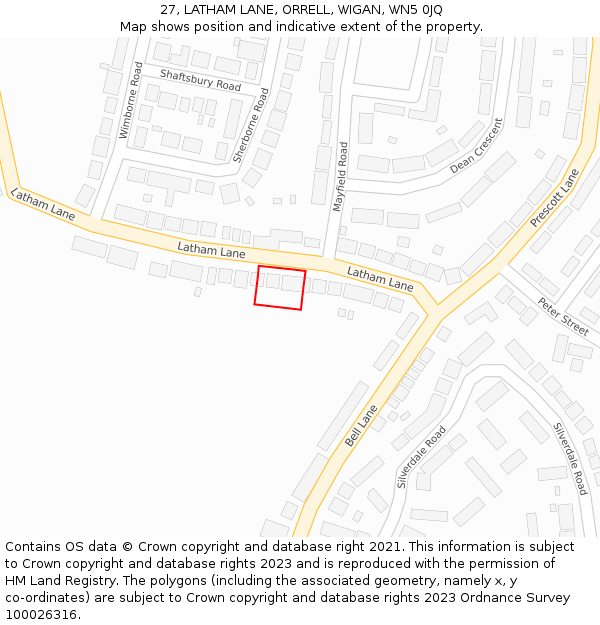 27, LATHAM LANE, ORRELL, WIGAN, WN5 0JQ: Location map and indicative extent of plot