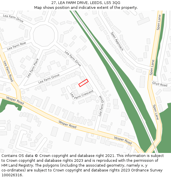 27, LEA FARM DRIVE, LEEDS, LS5 3QG: Location map and indicative extent of plot
