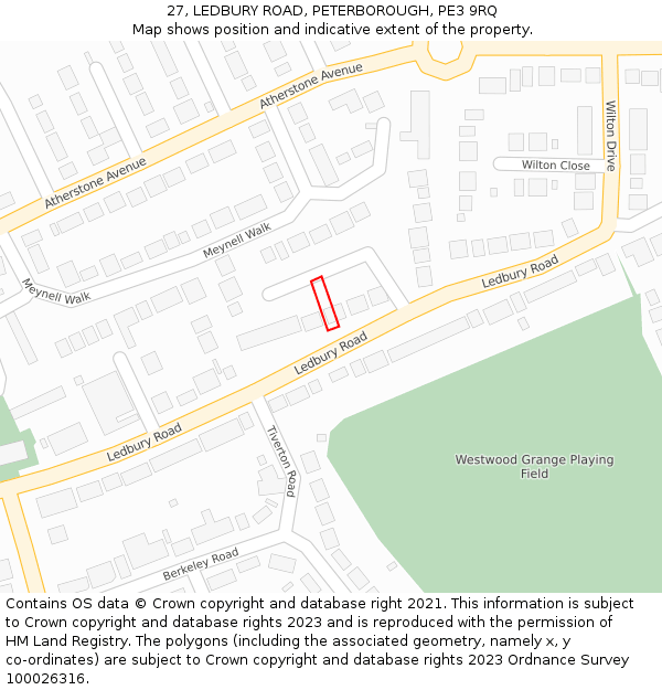 27, LEDBURY ROAD, PETERBOROUGH, PE3 9RQ: Location map and indicative extent of plot