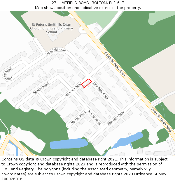 27, LIMEFIELD ROAD, BOLTON, BL1 6LE: Location map and indicative extent of plot