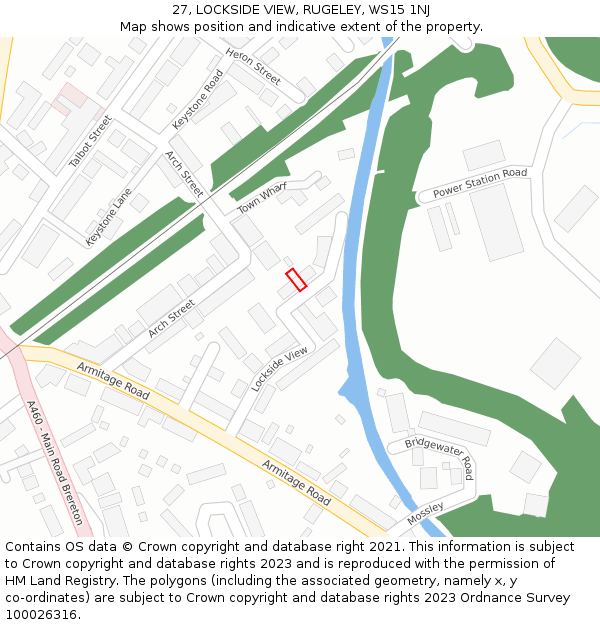 27, LOCKSIDE VIEW, RUGELEY, WS15 1NJ: Location map and indicative extent of plot