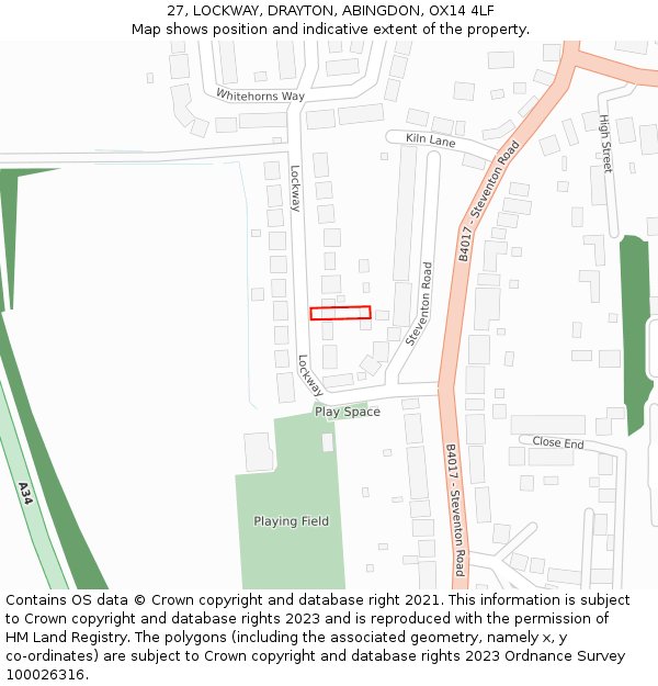 27, LOCKWAY, DRAYTON, ABINGDON, OX14 4LF: Location map and indicative extent of plot