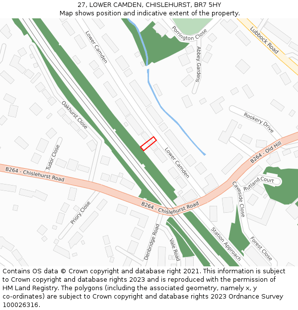 27, LOWER CAMDEN, CHISLEHURST, BR7 5HY: Location map and indicative extent of plot