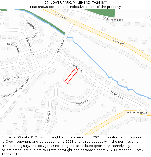 27, LOWER PARK, MINEHEAD, TA24 8AY: Location map and indicative extent of plot