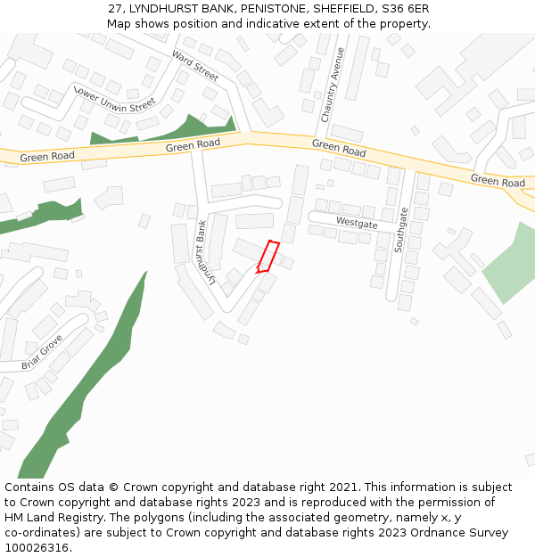 27, LYNDHURST BANK, PENISTONE, SHEFFIELD, S36 6ER: Location map and indicative extent of plot