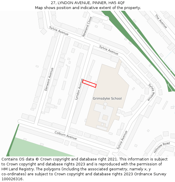 27, LYNDON AVENUE, PINNER, HA5 4QF: Location map and indicative extent of plot