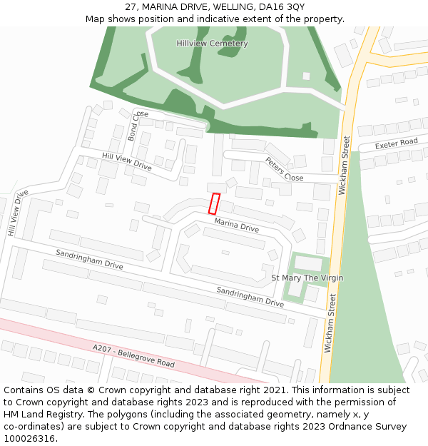 27, MARINA DRIVE, WELLING, DA16 3QY: Location map and indicative extent of plot