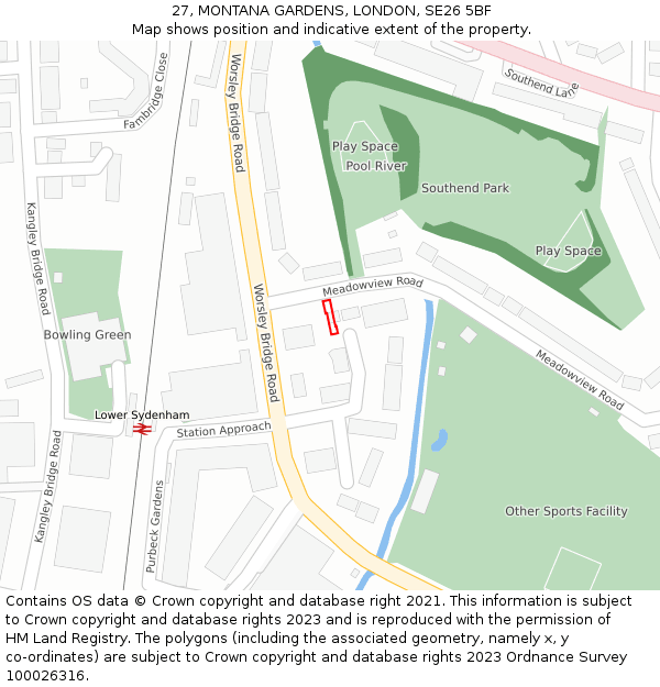 27, MONTANA GARDENS, LONDON, SE26 5BF: Location map and indicative extent of plot