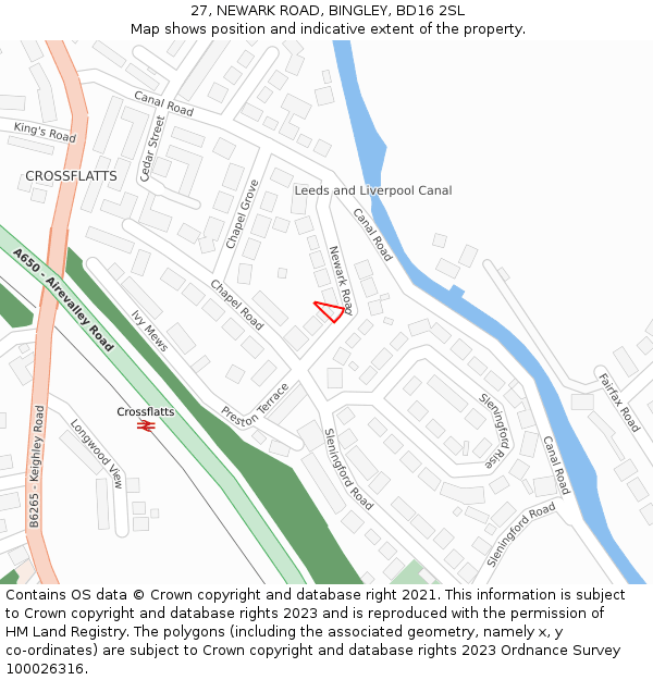 27, NEWARK ROAD, BINGLEY, BD16 2SL: Location map and indicative extent of plot