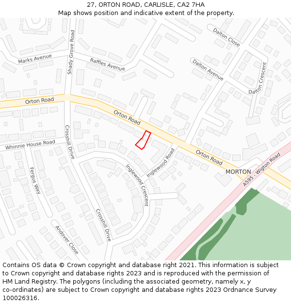 27, ORTON ROAD, CARLISLE, CA2 7HA: Location map and indicative extent of plot